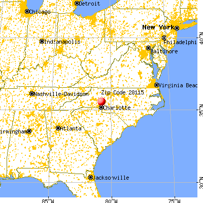 Mooresville, NC (28115) map from a distance