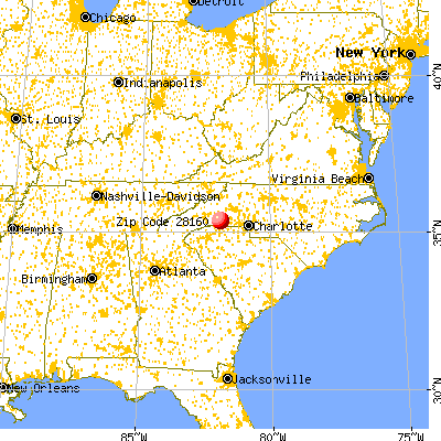 Spindale, NC (28160) map from a distance