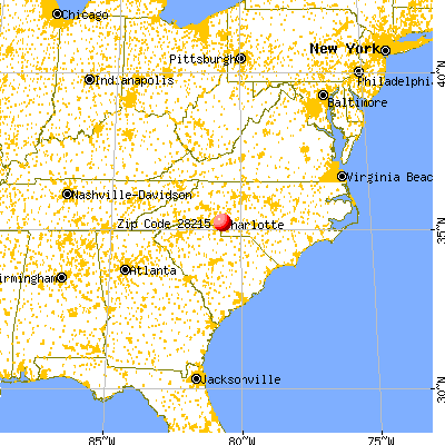 Charlotte, NC (28215) map from a distance