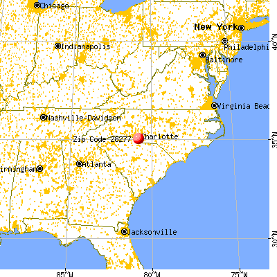 Charlotte, NC (28277) map from a distance