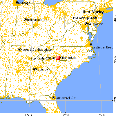 Charlotte, NC (28278) map from a distance