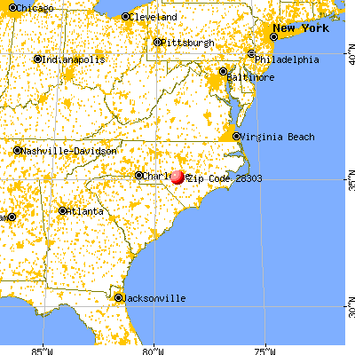 Fayetteville, NC (28303) map from a distance