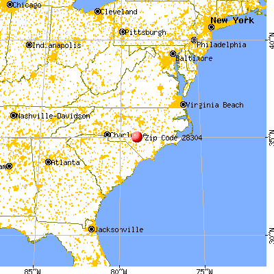 Fayetteville, NC (28304) map from a distance