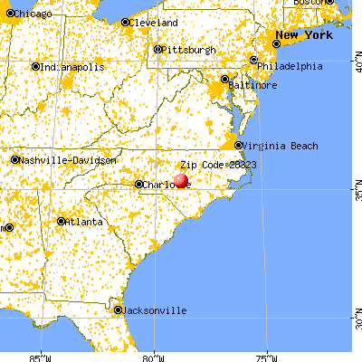 Bunnlevel, NC (28323) map from a distance