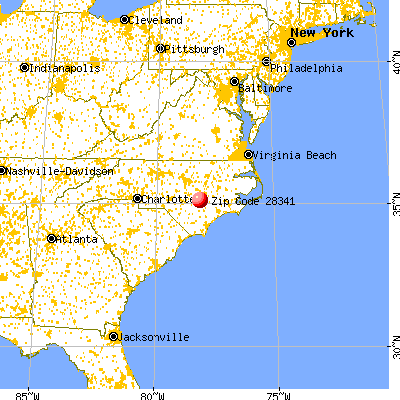 Faison, NC (28341) map from a distance