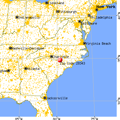 Gibson, NC (28343) map from a distance