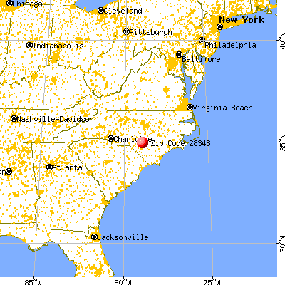 Hope Mills, NC (28348) map from a distance