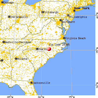 Wade, NC (28395) map from a distance