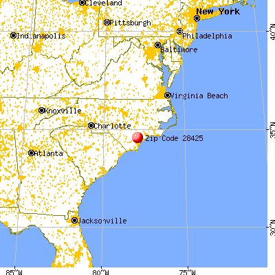 St. Helena, NC (28425) map from a distance