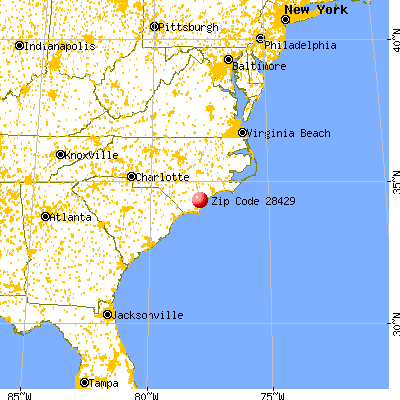 Skippers Corner, NC (28429) map from a distance