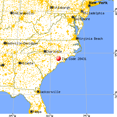 Chadbourn, NC (28431) map from a distance