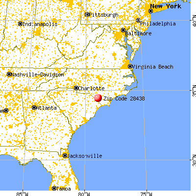 Evergreen, NC (28438) map from a distance