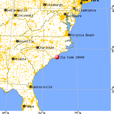 Kure Beach, NC (28449) map from a distance