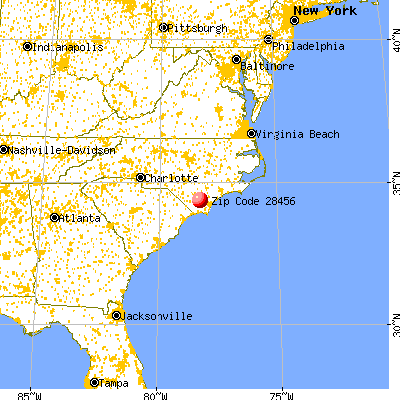 Sandyfield, NC (28456) map from a distance