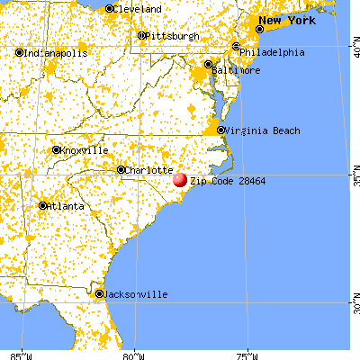 Teachey, NC (28464) map from a distance