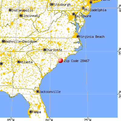 Carolina Shores, NC (28467) map from a distance