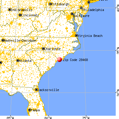 Sunset Beach, NC (28468) map from a distance