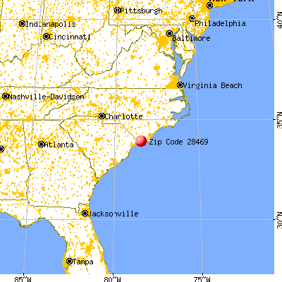 Ocean Isle Beach, NC (28469) map from a distance