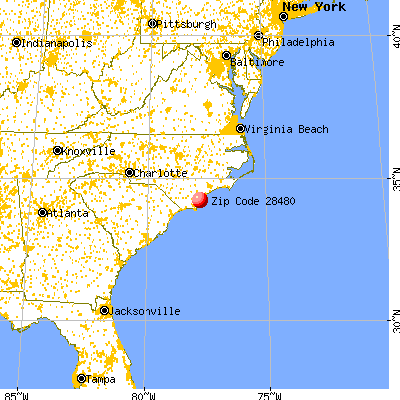 Wrightsville Beach, NC (28480) map from a distance