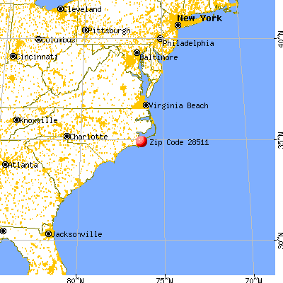 Atlantic, NC (28511) map from a distance