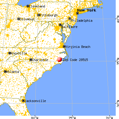 Bayboro, NC (28515) map from a distance