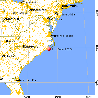 Davis, NC (28524) map from a distance