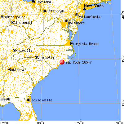 Jacksonville, NC (28547) map from a distance