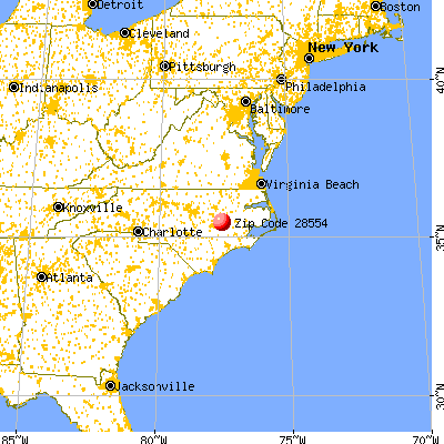 Maury, NC (28554) map from a distance