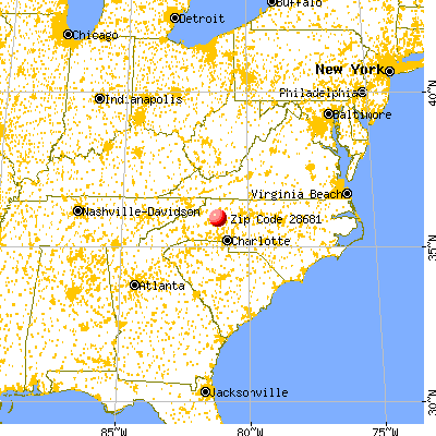 Bethlehem, NC (28681) map from a distance