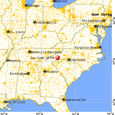 Royal Pines, NC (28704) map from a distance