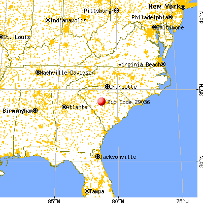 Lake Murray of Richland, SC (29036) map from a distance