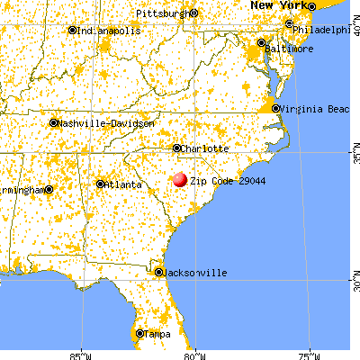 Columbia, SC (29044) map from a distance