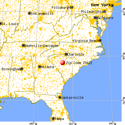 Peak, SC (29122) map from a distance
