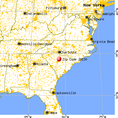 Ridgeway, SC (29130) map from a distance