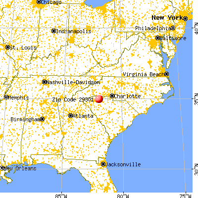 Spartanburg, SC (29301) map from a distance