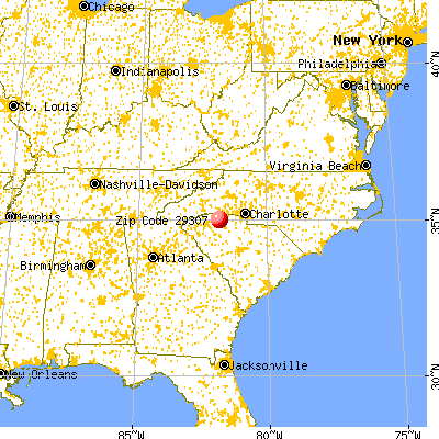 Spartanburg, SC (29307) map from a distance