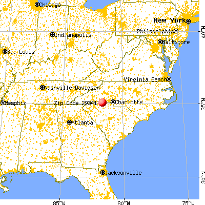 Gaffney, SC (29341) map from a distance