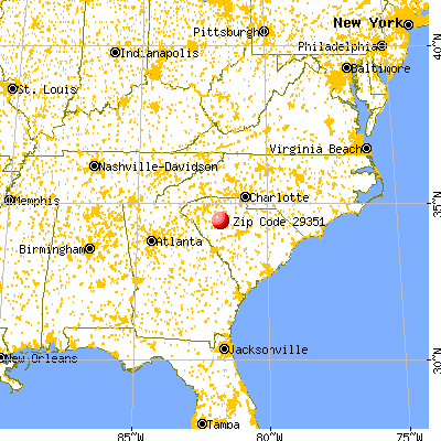 Joanna, SC (29351) map from a distance