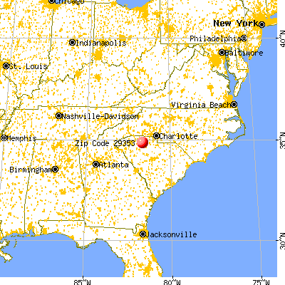 Jonesville, SC (29353) map from a distance