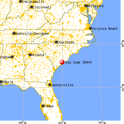 North Charleston, SC (29404) map from a distance