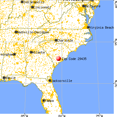 Cottageville, SC (29435) map from a distance