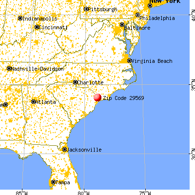 Loris, SC (29569) map from a distance