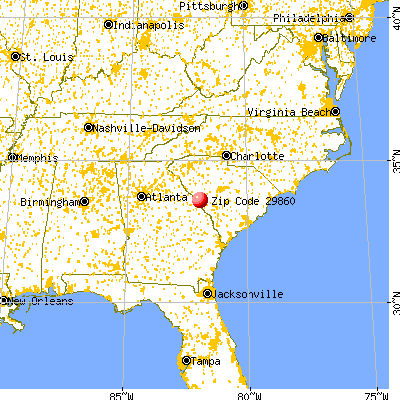 North Augusta, SC (29860) map from a distance