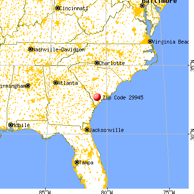 Yemassee, SC (29945) map from a distance