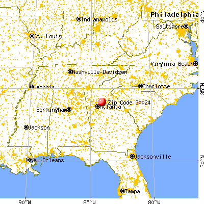 Suwanee, GA (30024) map from a distance
