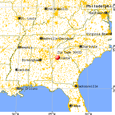 North Decatur, GA (30033) map from a distance