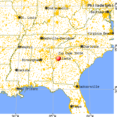 Panthersville, GA (30034) map from a distance