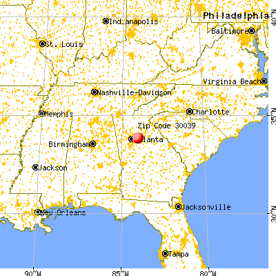 Snellville, GA (30039) map from a distance