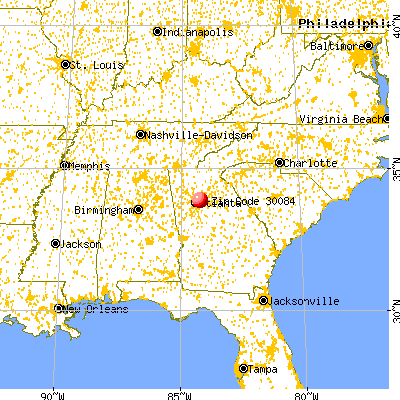 Tucker, GA (30084) map from a distance