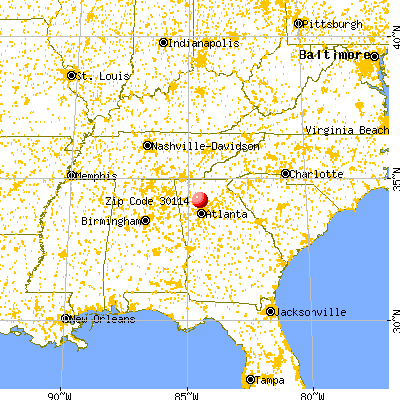 Canton, GA (30114) map from a distance